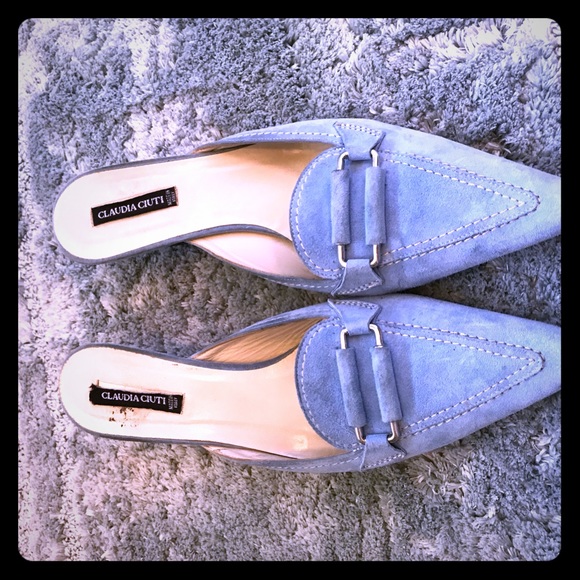 pale blue mules